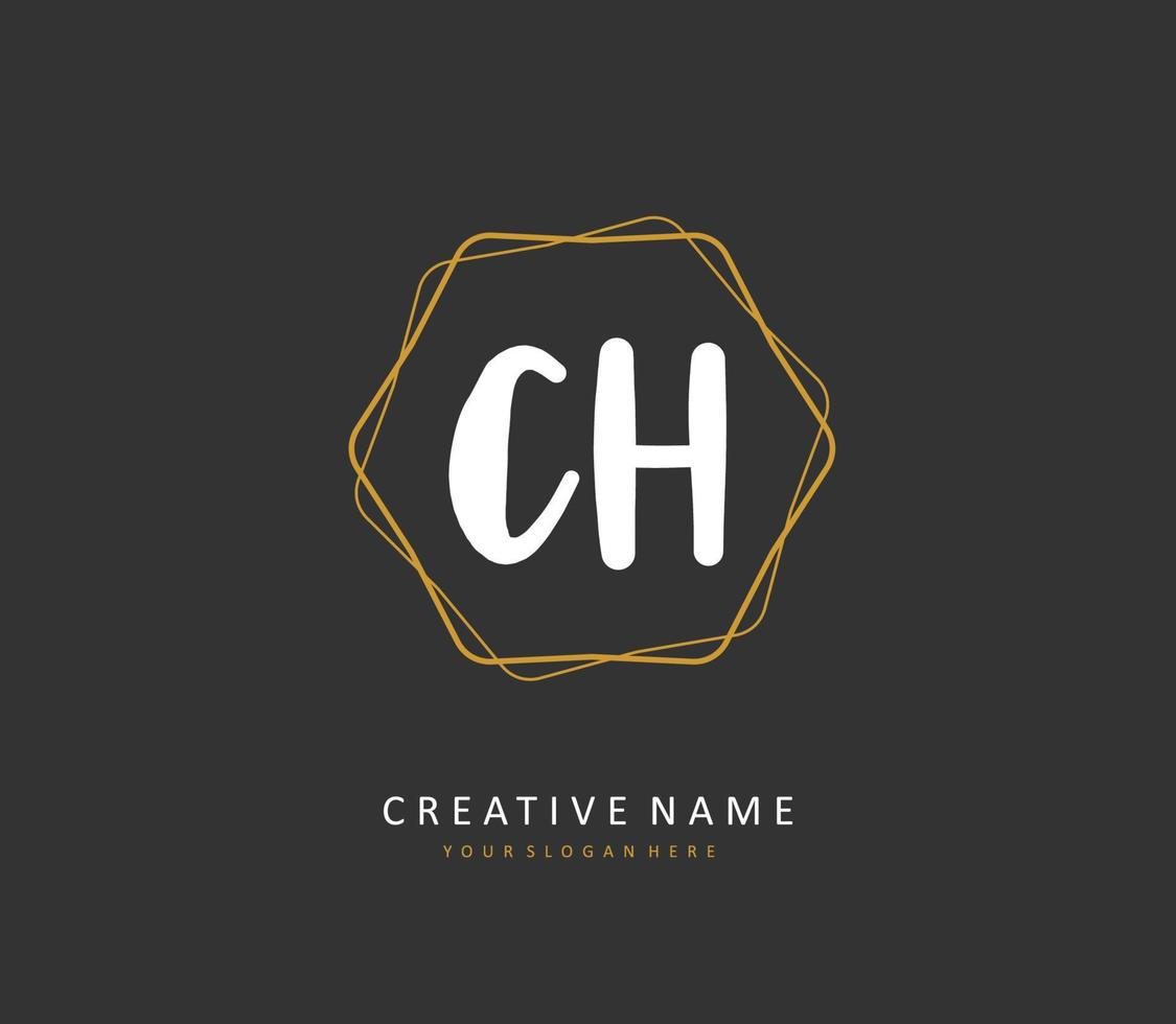 c h ch eerste brief handschrift en handtekening logo. een concept handschrift eerste logo met sjabloon element. vector