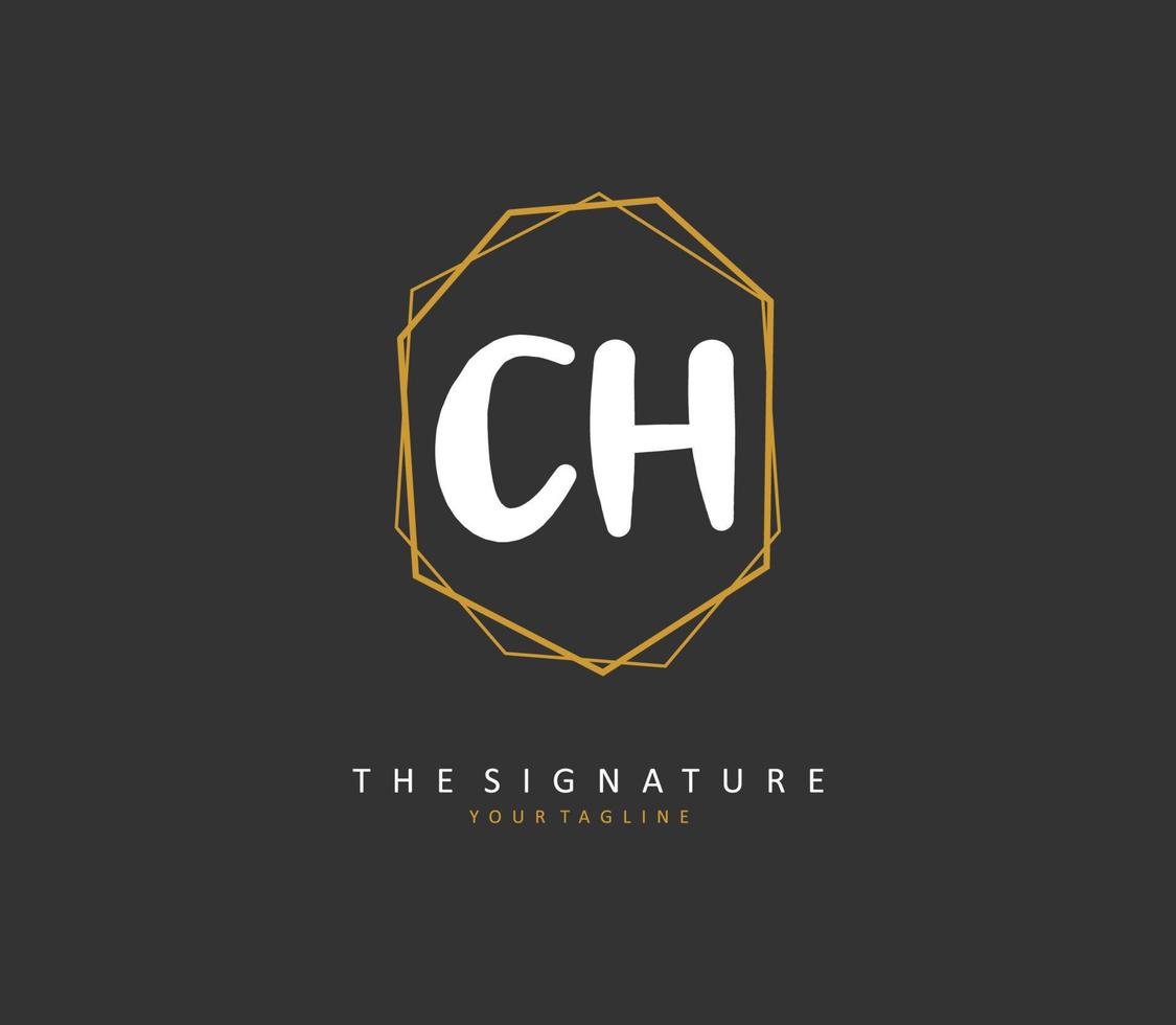 c h ch eerste brief handschrift en handtekening logo. een concept handschrift eerste logo met sjabloon element. vector