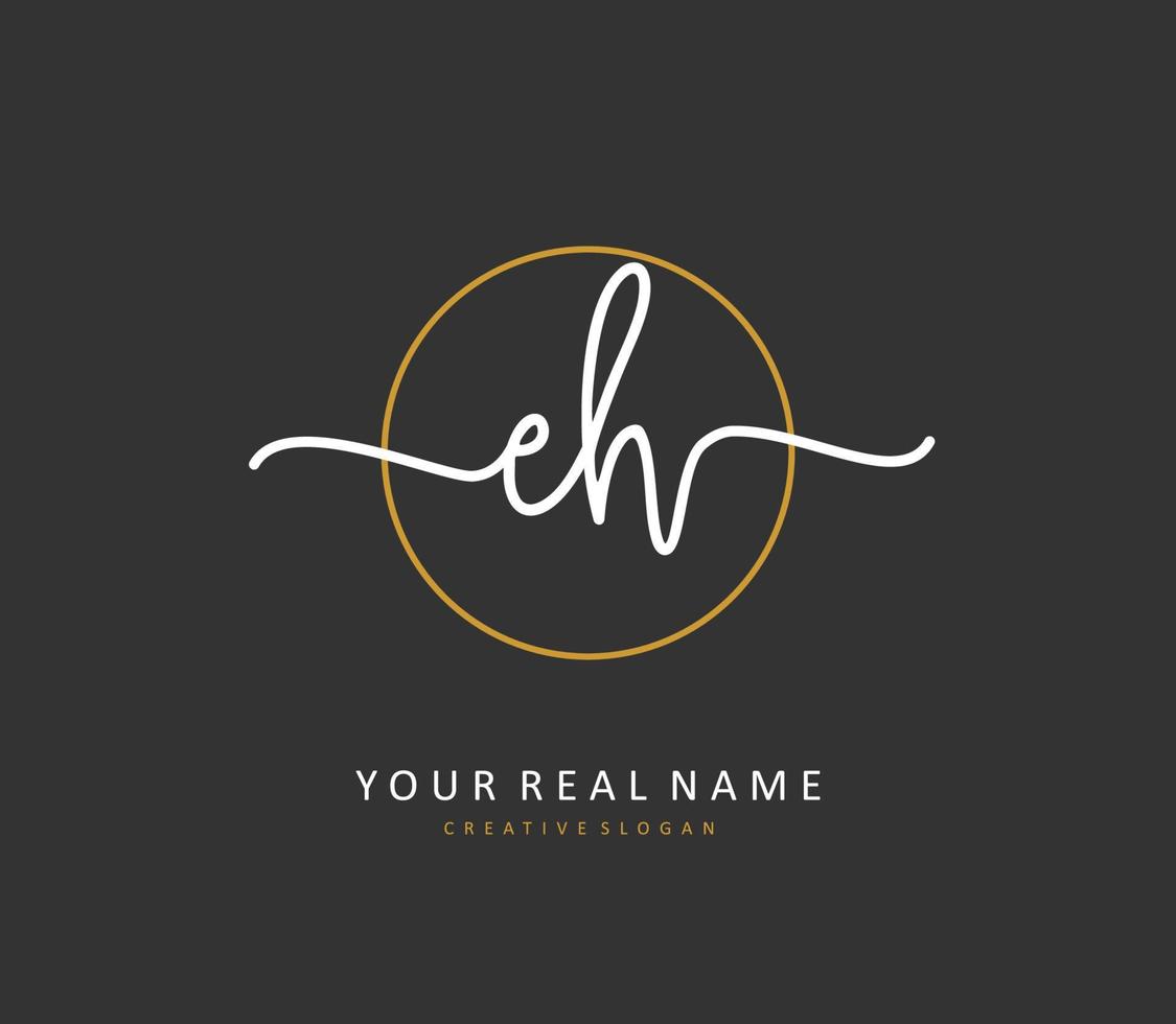 e h eh eerste brief handschrift en handtekening logo. een concept handschrift eerste logo met sjabloon element. vector