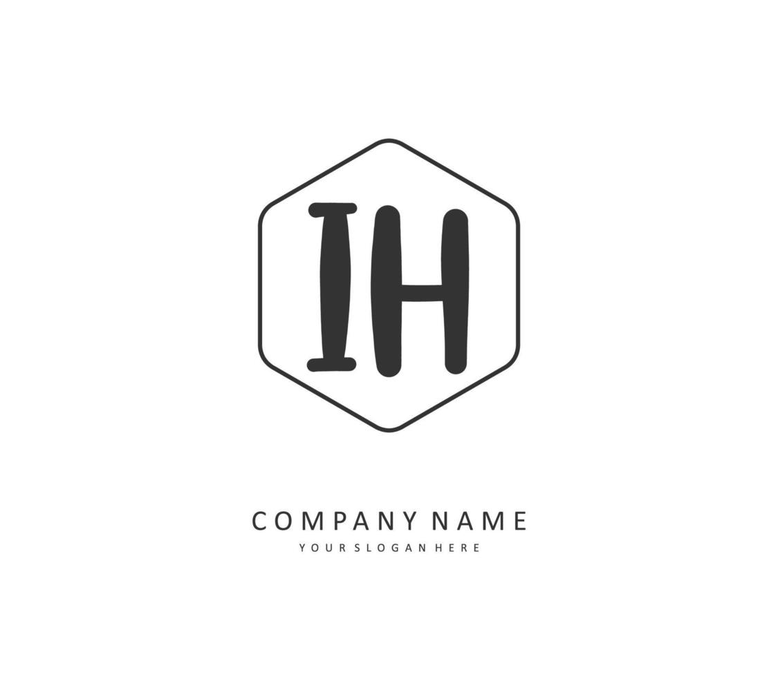 ik h ih eerste brief handschrift en handtekening logo. een concept handschrift eerste logo met sjabloon element. vector