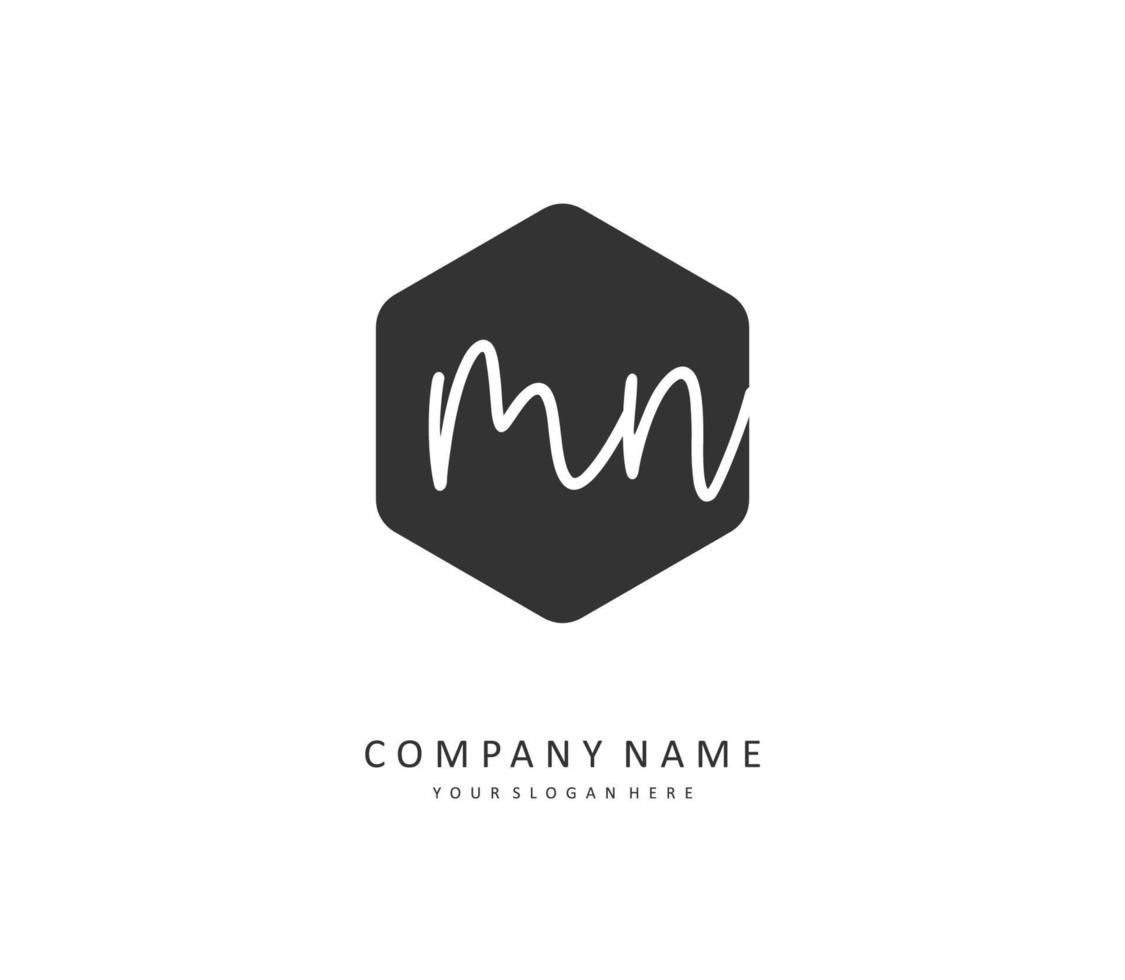 m n mn eerste brief handschrift en handtekening logo. een concept handschrift eerste logo met sjabloon element. vector