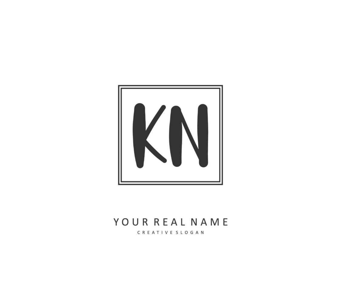 k n kn eerste brief handschrift en handtekening logo. een concept handschrift eerste logo met sjabloon element. vector