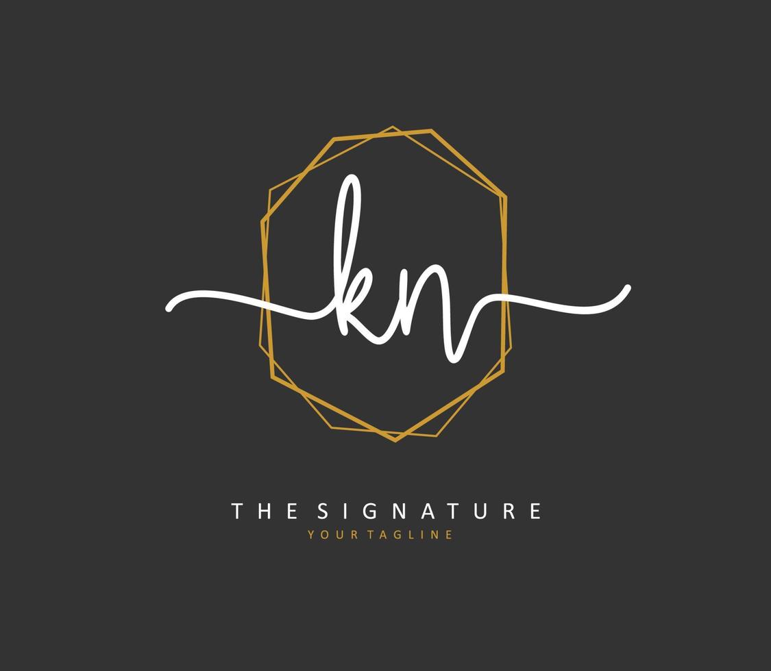 k n kn eerste brief handschrift en handtekening logo. een concept handschrift eerste logo met sjabloon element. vector