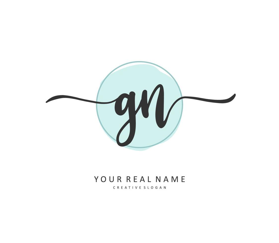 g n gn eerste brief handschrift en handtekening logo. een concept handschrift eerste logo met sjabloon element. vector