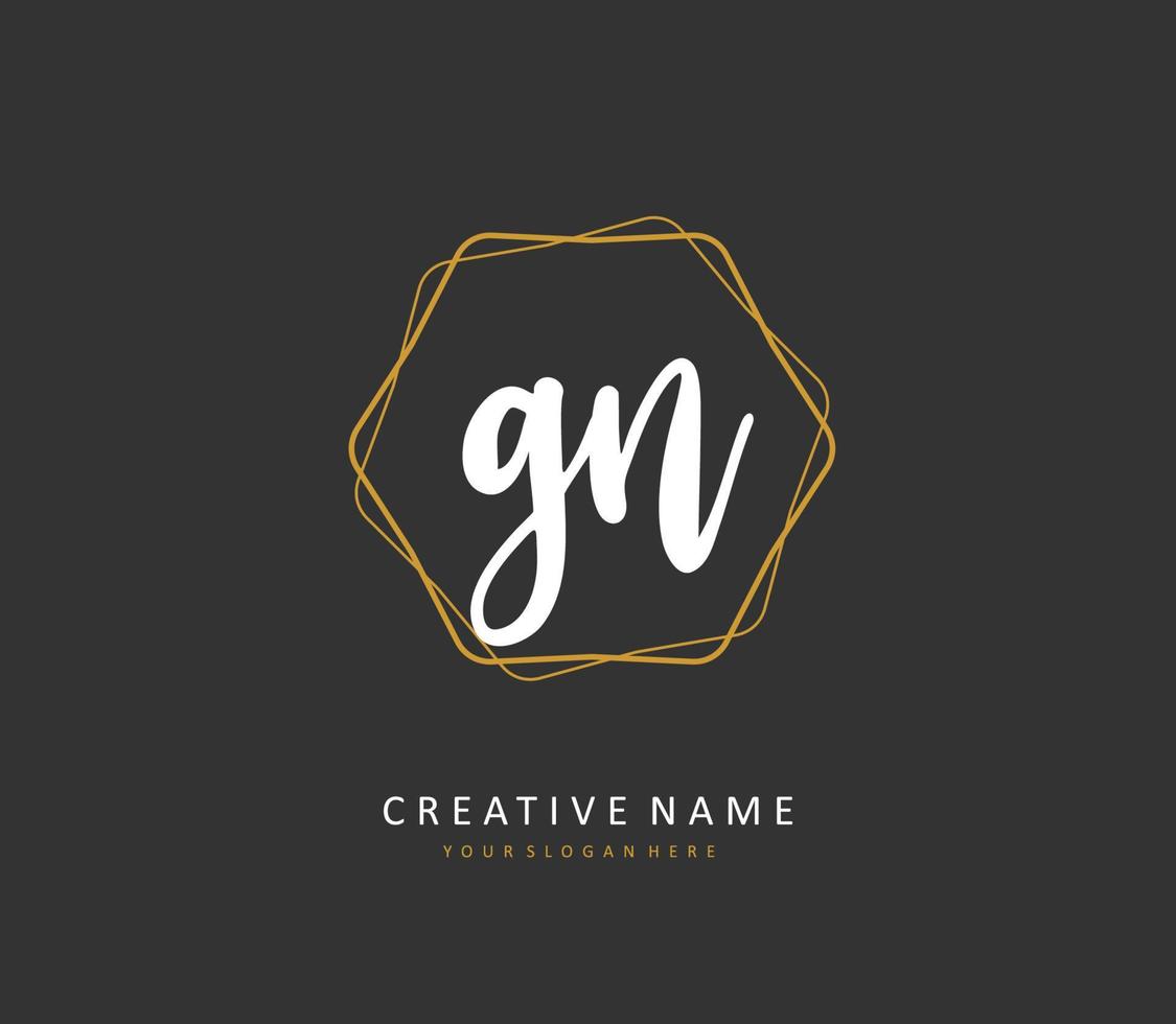 g n gn eerste brief handschrift en handtekening logo. een concept handschrift eerste logo met sjabloon element. vector