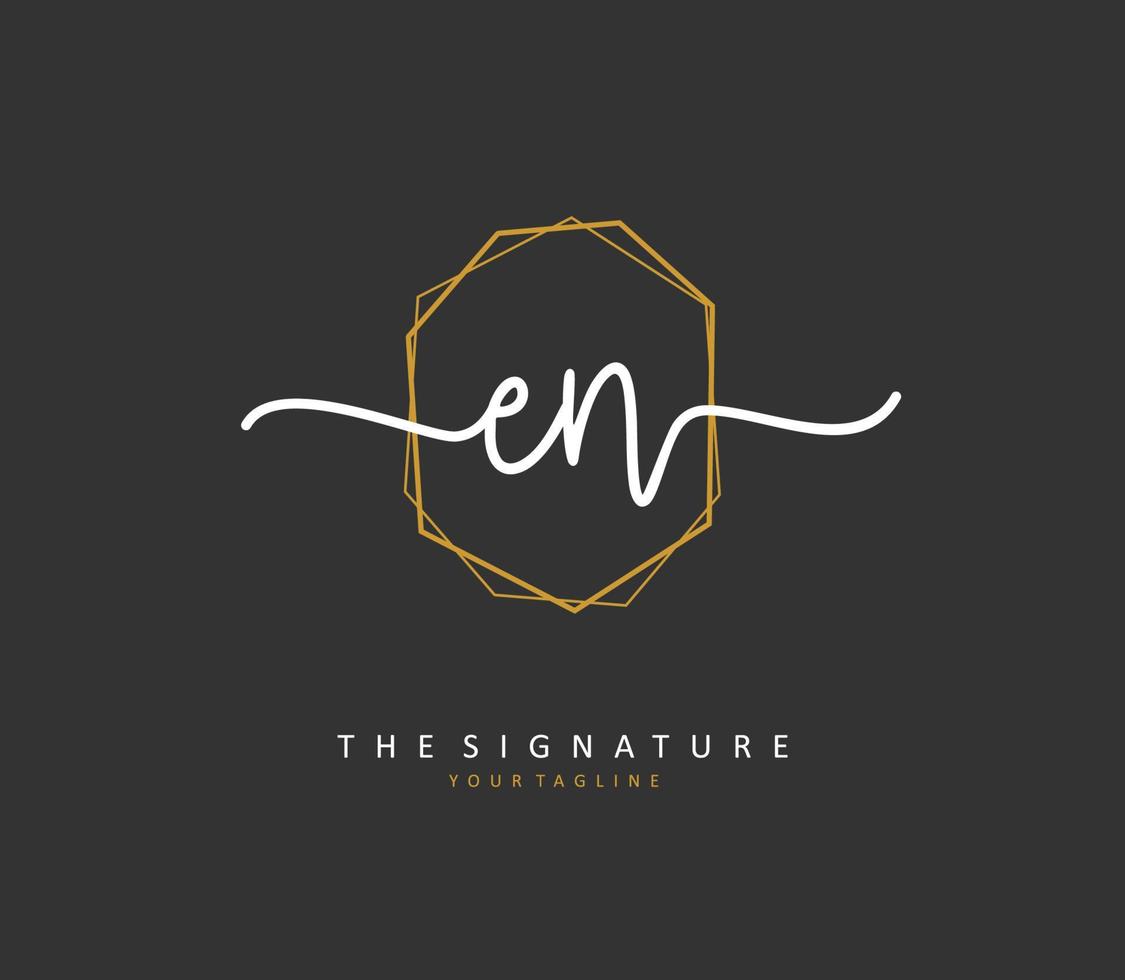 e n nl eerste brief handschrift en handtekening logo. een concept handschrift eerste logo met sjabloon element. vector