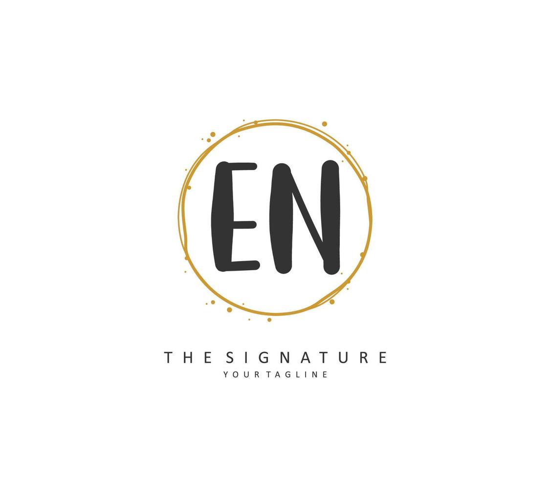 e n nl eerste brief handschrift en handtekening logo. een concept handschrift eerste logo met sjabloon element. vector