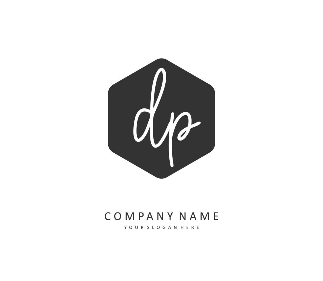 dp eerste brief handschrift en handtekening logo. een concept handschrift eerste logo met sjabloon element. vector