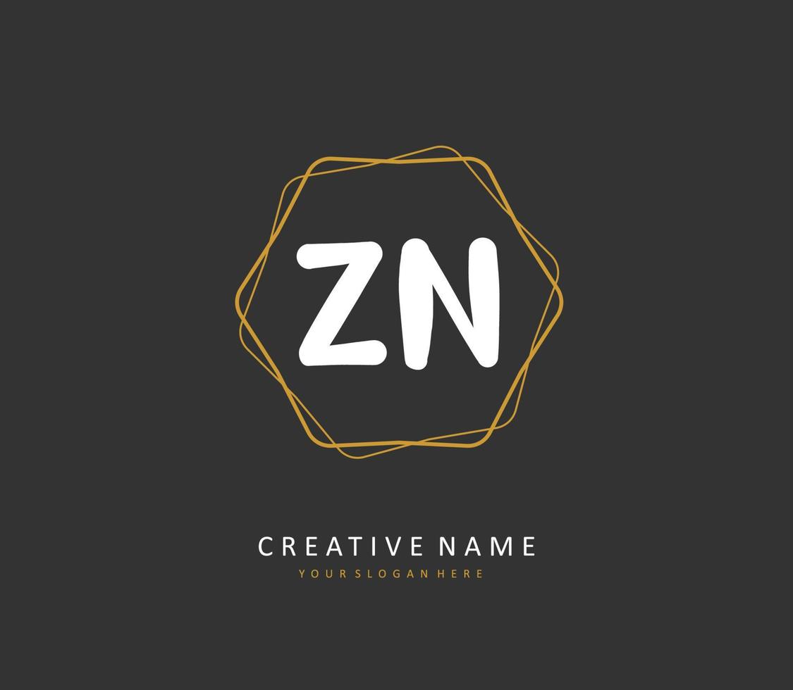 z n zn eerste brief handschrift en handtekening logo. een concept handschrift eerste logo met sjabloon element. vector