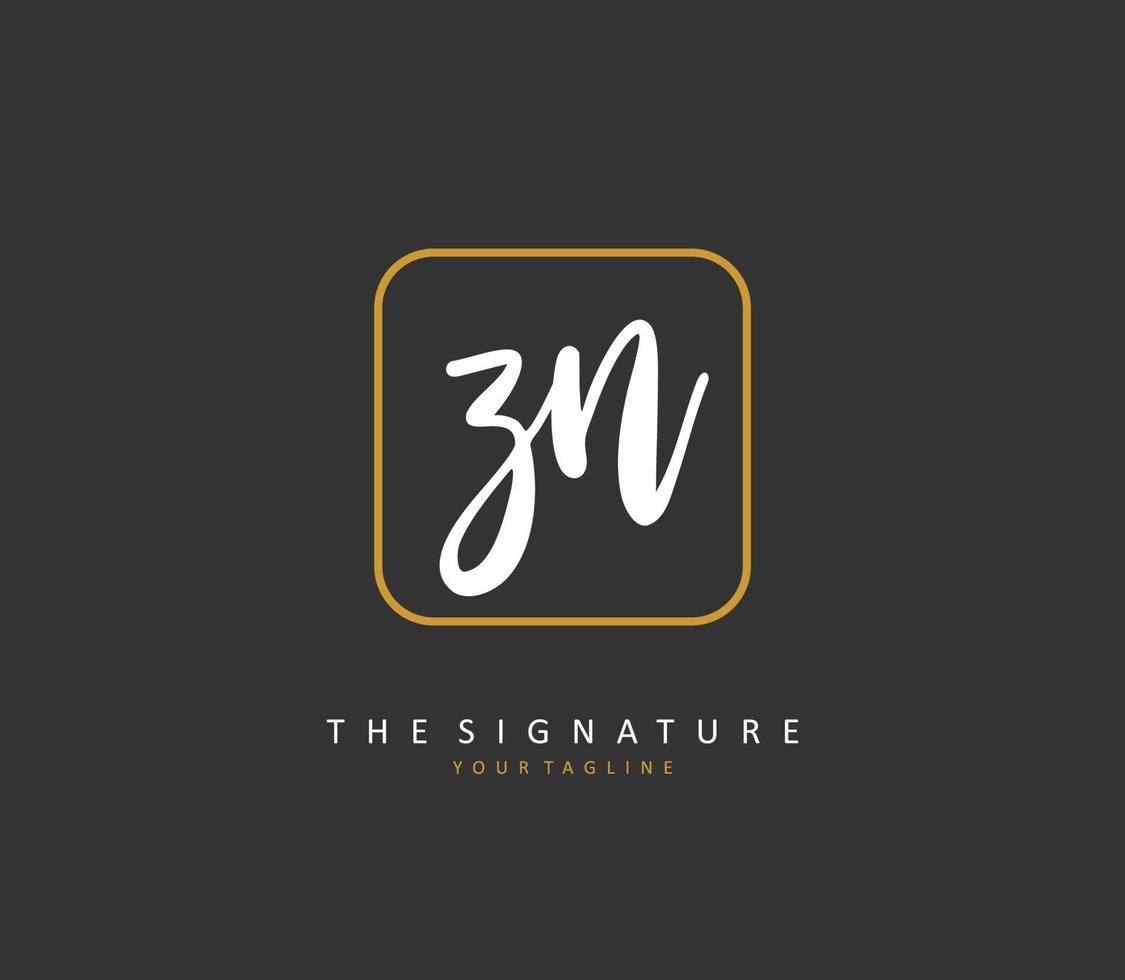 z n zn eerste brief handschrift en handtekening logo. een concept handschrift eerste logo met sjabloon element. vector
