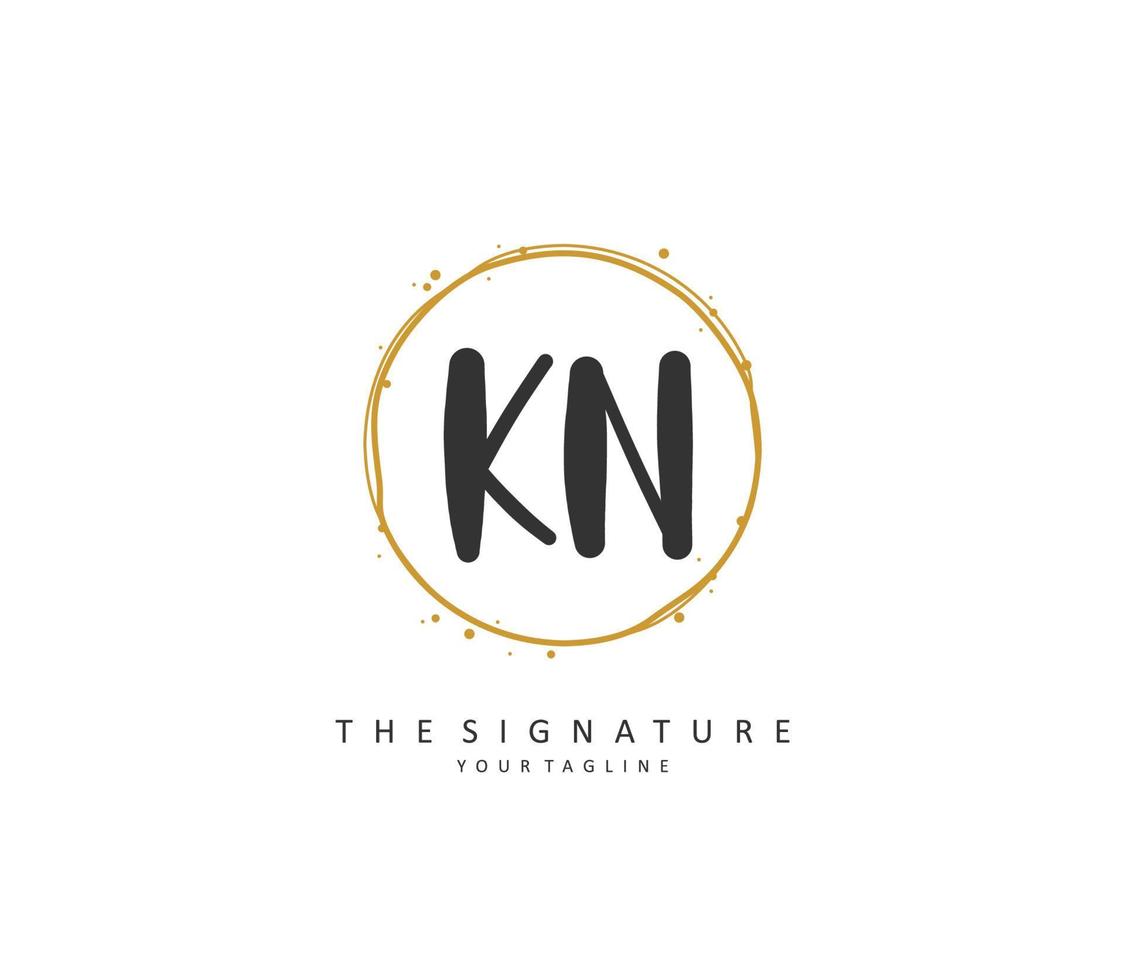 k n kn eerste brief handschrift en handtekening logo. een concept handschrift eerste logo met sjabloon element. vector