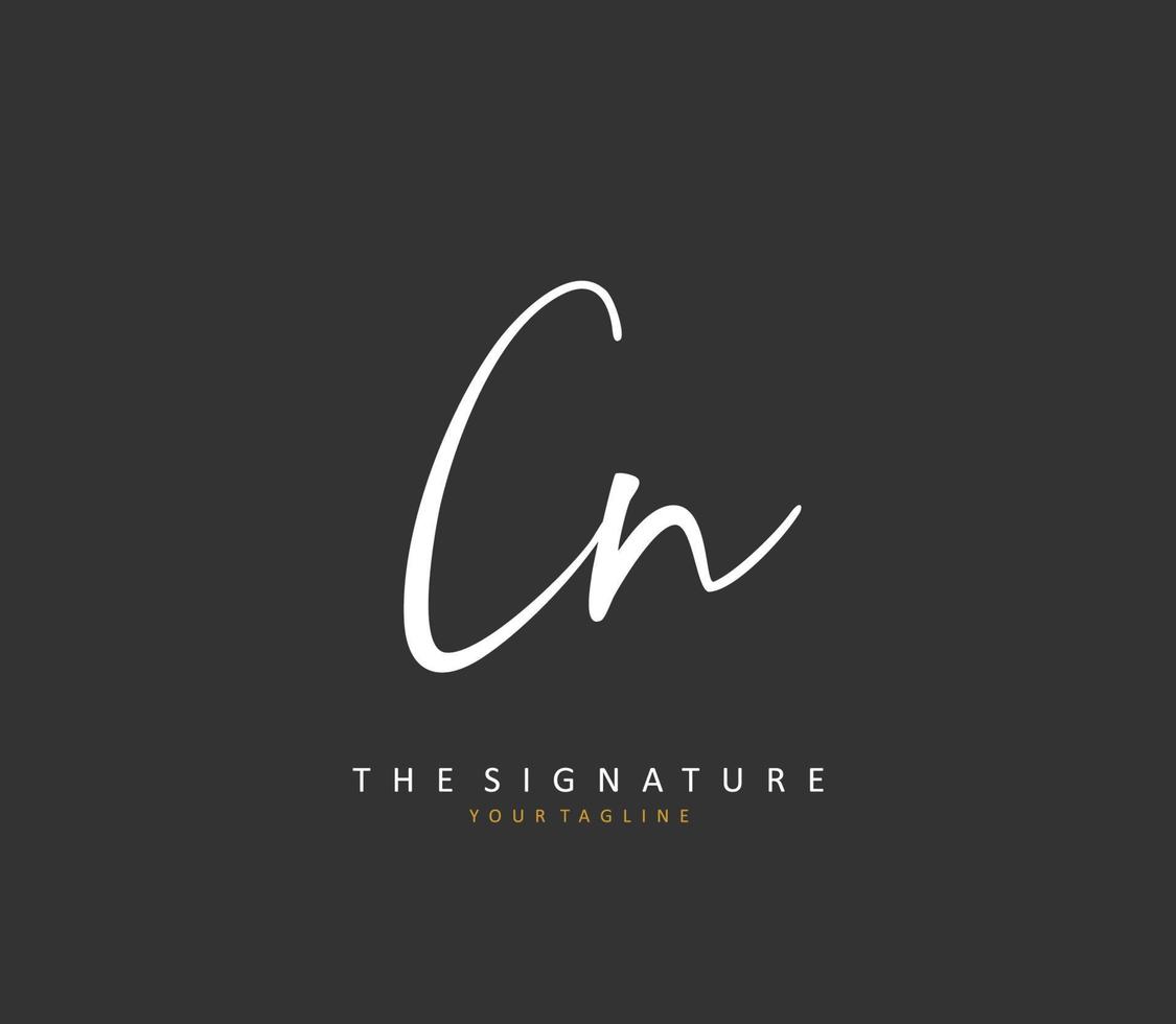 c n cn eerste brief handschrift en handtekening logo. een concept handschrift eerste logo met sjabloon element. vector