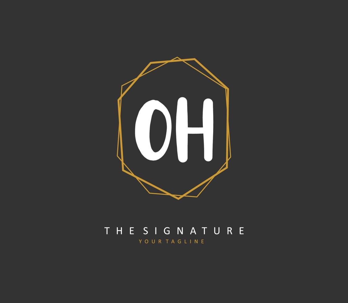 O h Oh eerste brief handschrift en handtekening logo. een concept handschrift eerste logo met sjabloon element. vector