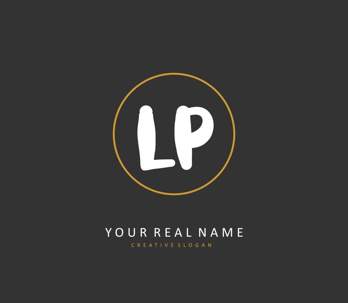 lp eerste brief handschrift en handtekening logo. een concept handschrift eerste logo met sjabloon element. vector