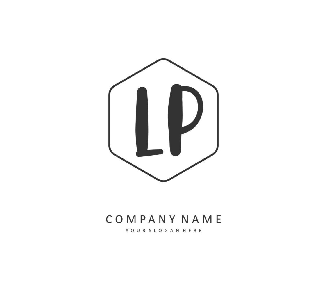lp eerste brief handschrift en handtekening logo. een concept handschrift eerste logo met sjabloon element. vector
