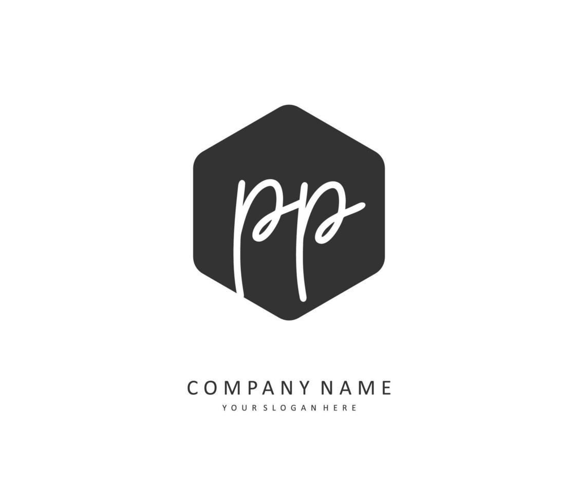 pp eerste brief handschrift en handtekening logo. een concept handschrift eerste logo met sjabloon element. vector