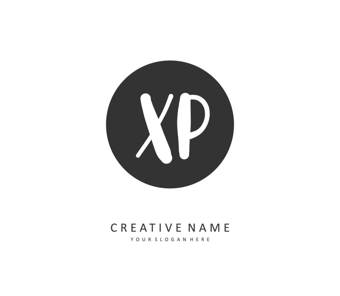xp eerste brief handschrift en handtekening logo. een concept handschrift eerste logo met sjabloon element. vector