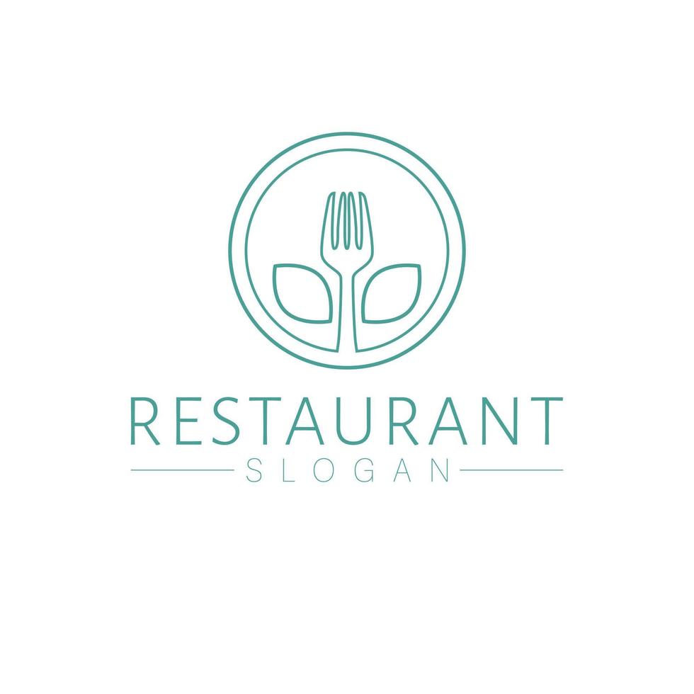 restaurant merk logo ontwerp. bord en vork logo. cafe en bar logo sjabloon. vector