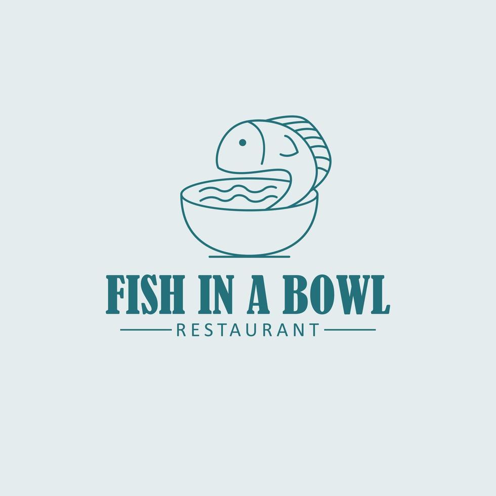 vis in een kom merk logo ontwerp. restaurant logo. Aziatisch voedsel logo sjabloon. vector