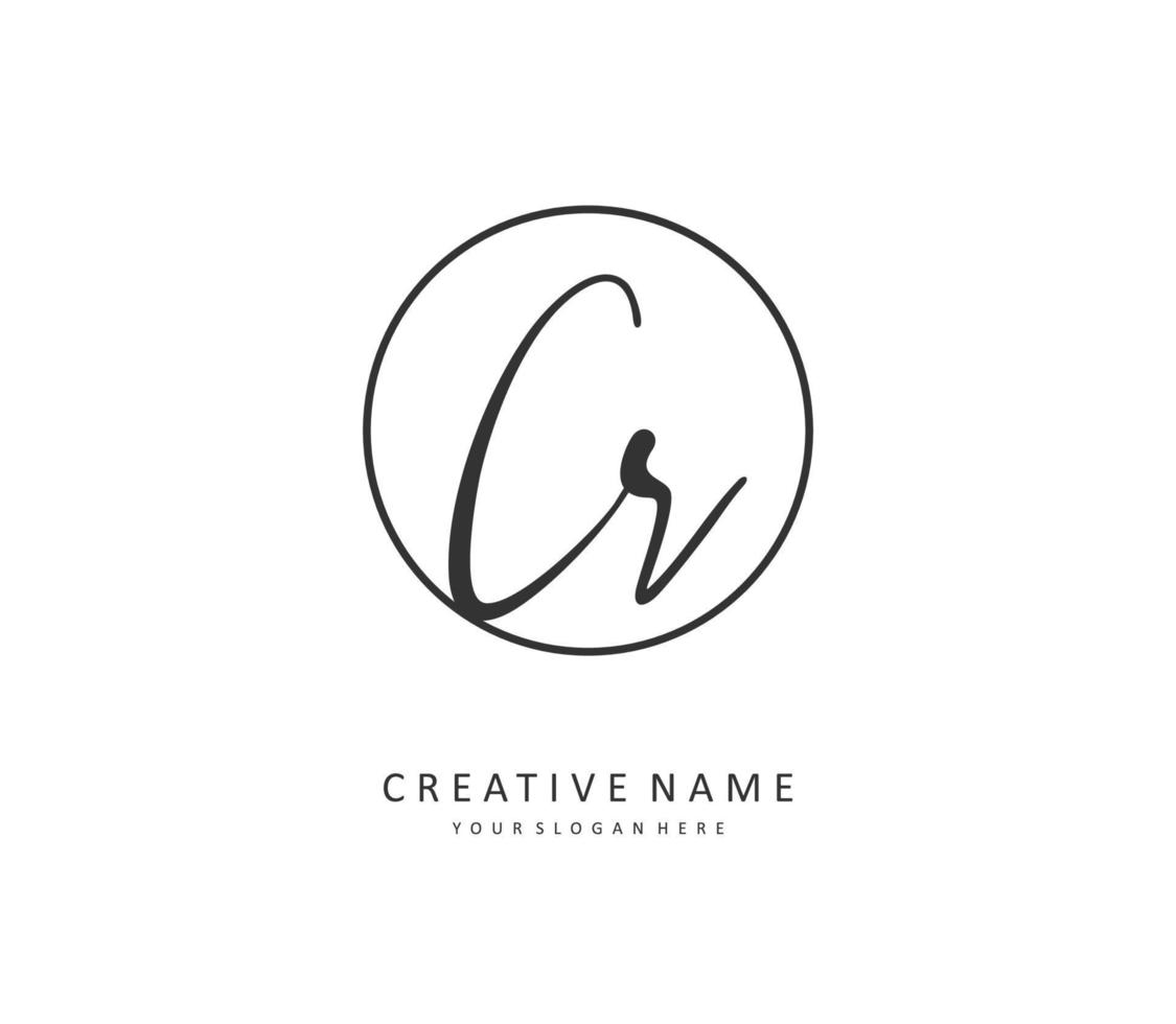 cr eerste brief handschrift en handtekening logo. een concept handschrift eerste logo met sjabloon element. vector