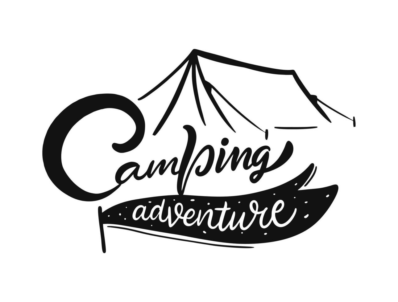 camping avontuur zwart kleur belettering uitdrukking vector