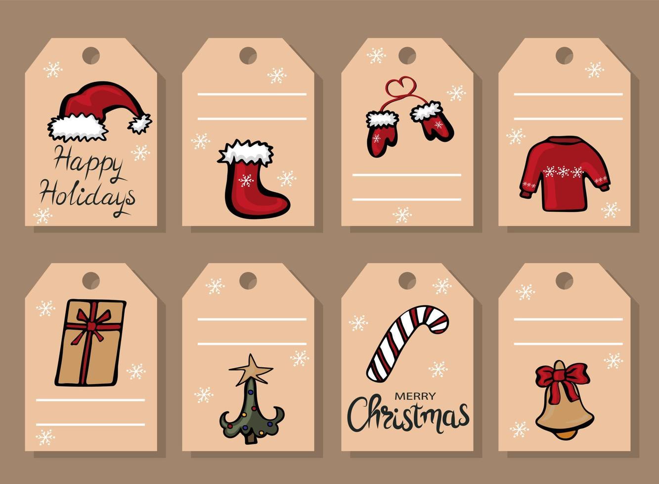 Kerstmis geschenk etiketten. winter gelukkig vakantie reeks vector