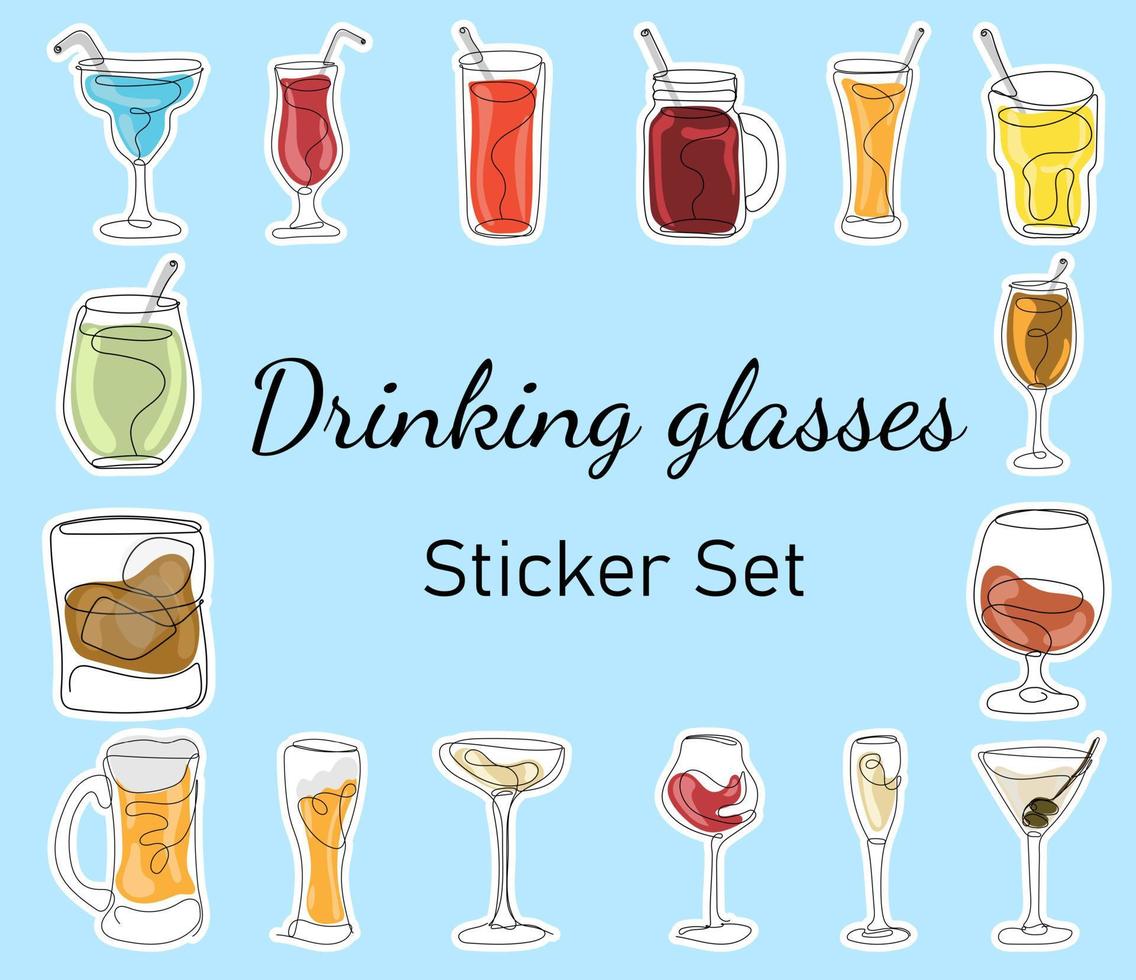 drinken bril. sticker reeks vector