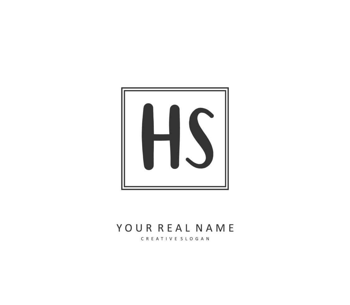 h s hs eerste brief handschrift en handtekening logo. een concept handschrift eerste logo met sjabloon element. vector