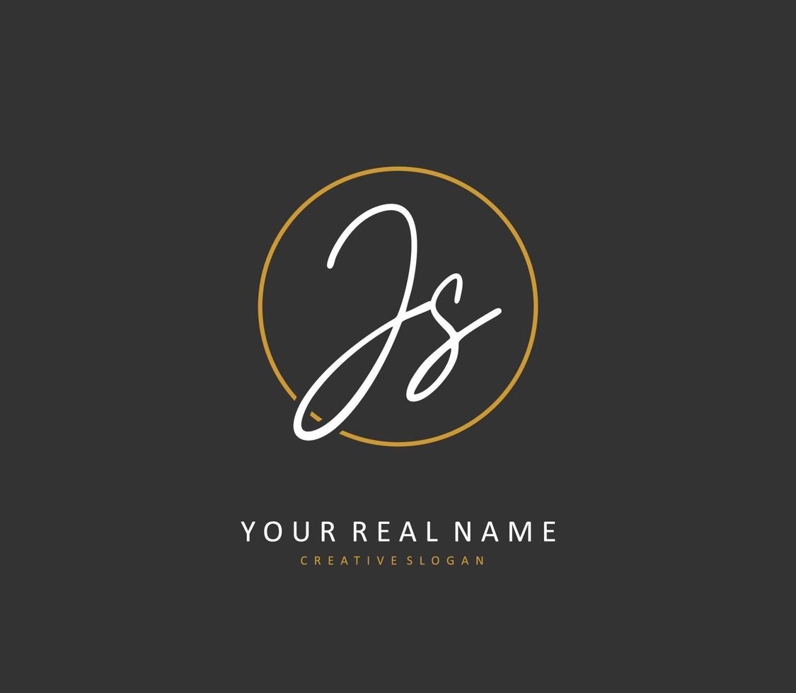 j s js eerste brief handschrift en handtekening logo. een concept handschrift eerste logo met sjabloon element. vector