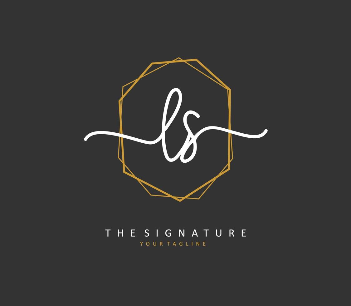 l s ls eerste brief handschrift en handtekening logo. een concept handschrift eerste logo met sjabloon element. vector