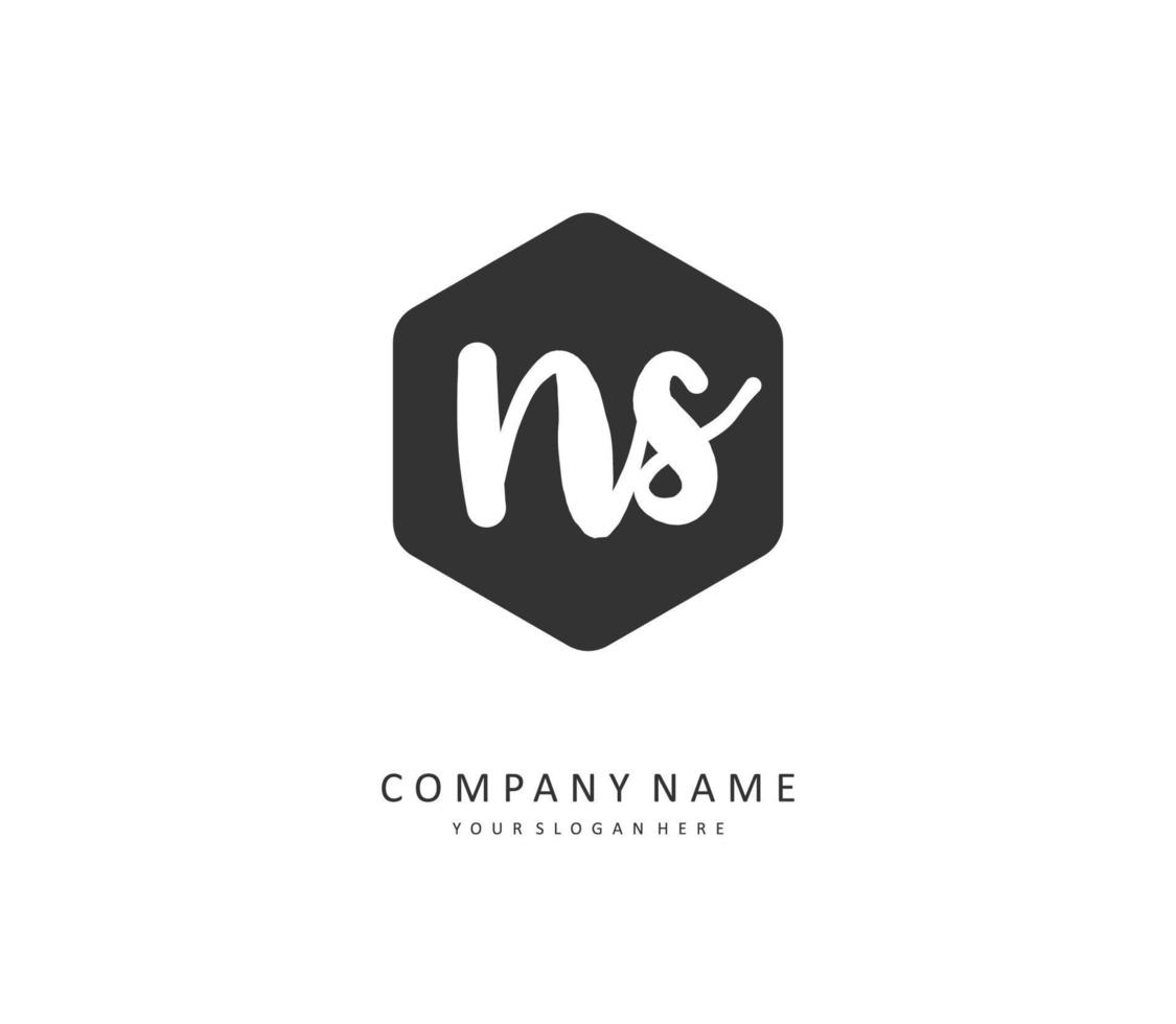 n s NS eerste brief handschrift en handtekening logo. een concept handschrift eerste logo met sjabloon element. vector