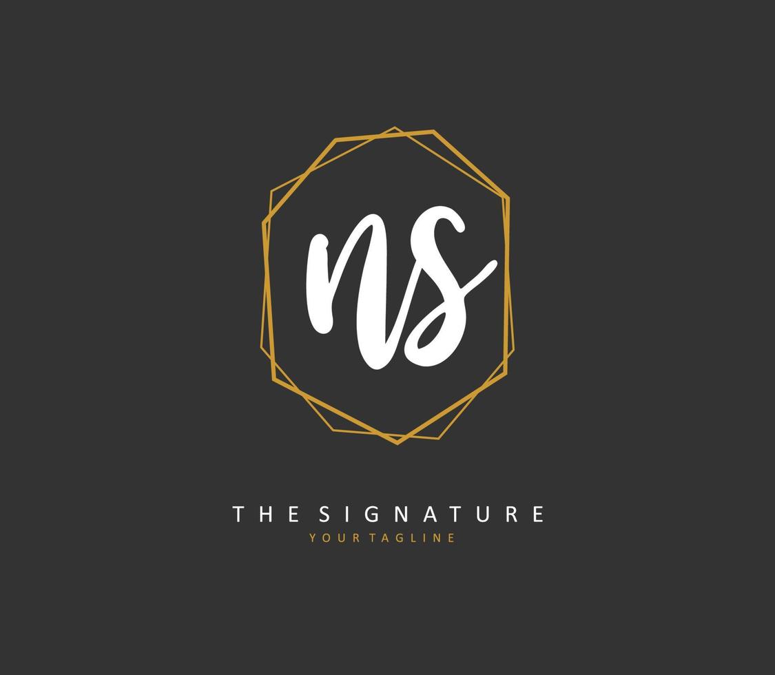 n s NS eerste brief handschrift en handtekening logo. een concept handschrift eerste logo met sjabloon element. vector