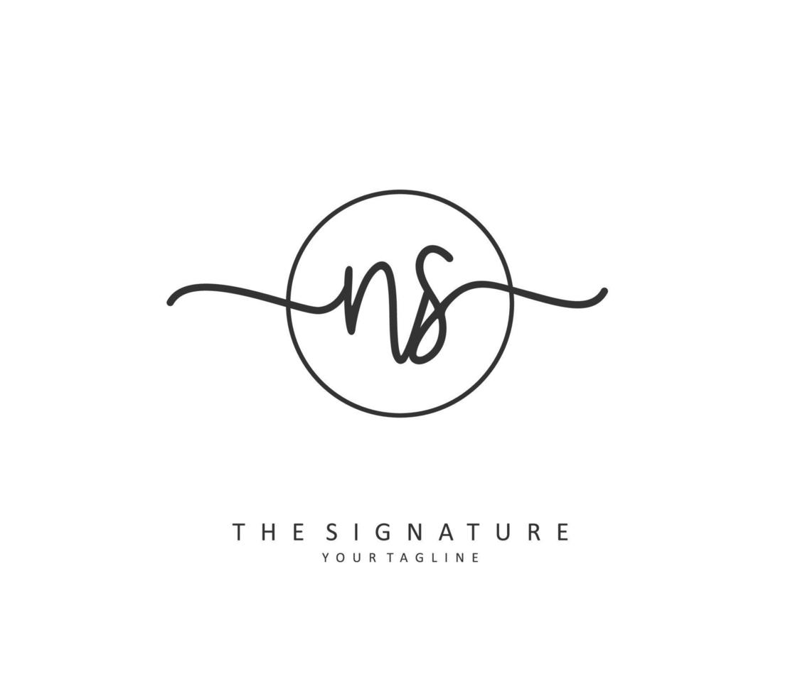 n s NS eerste brief handschrift en handtekening logo. een concept handschrift eerste logo met sjabloon element. vector