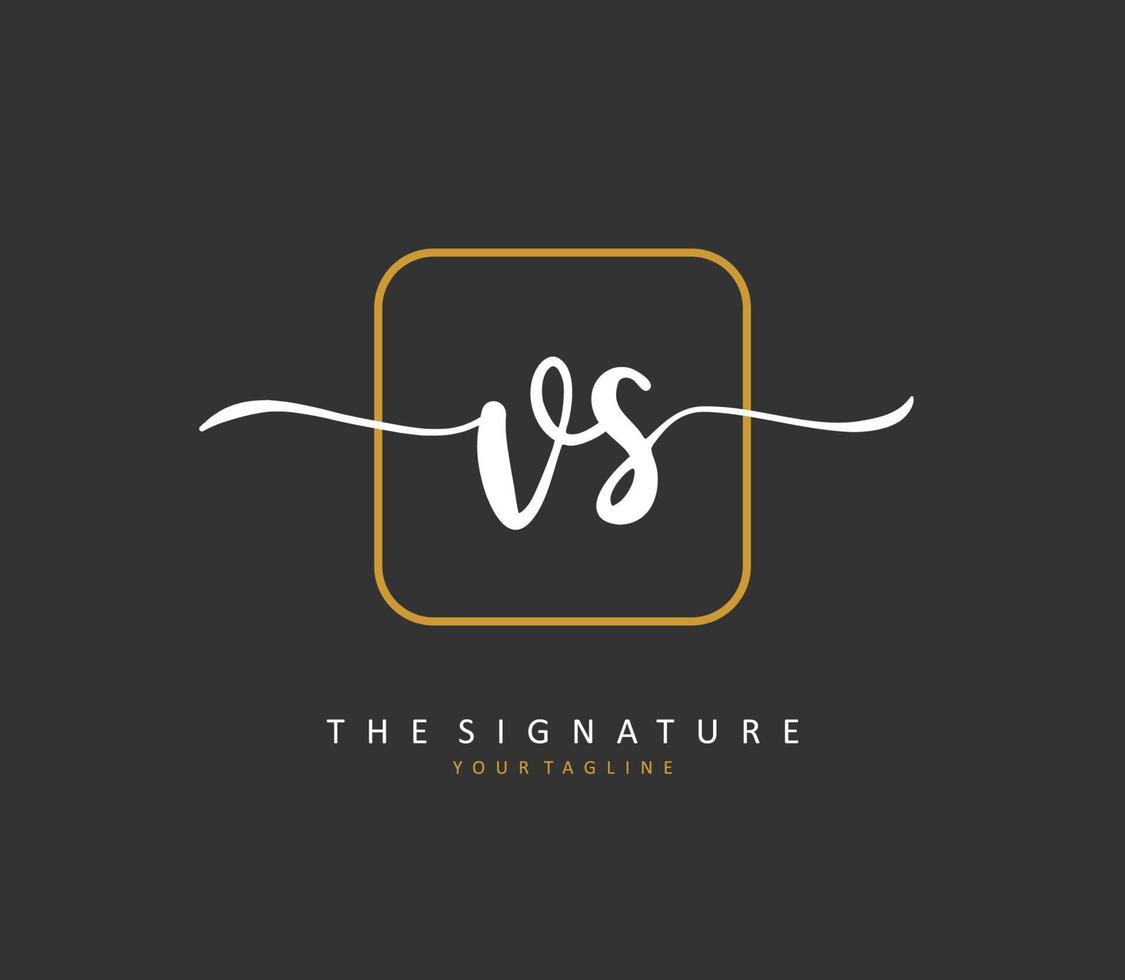 v s vs eerste brief handschrift en handtekening logo. een concept handschrift eerste logo met sjabloon element. vector