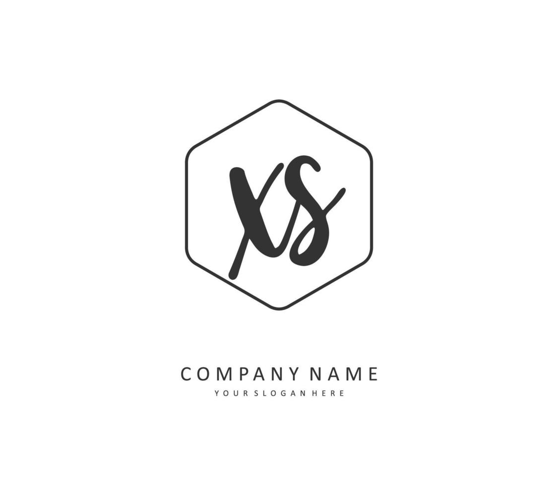 X s xs eerste brief handschrift en handtekening logo. een concept handschrift eerste logo met sjabloon element. vector