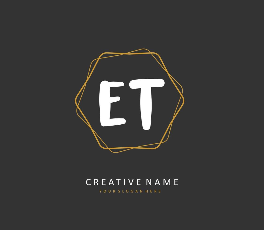 e t et eerste brief handschrift en handtekening logo. een concept handschrift eerste logo met sjabloon element. vector