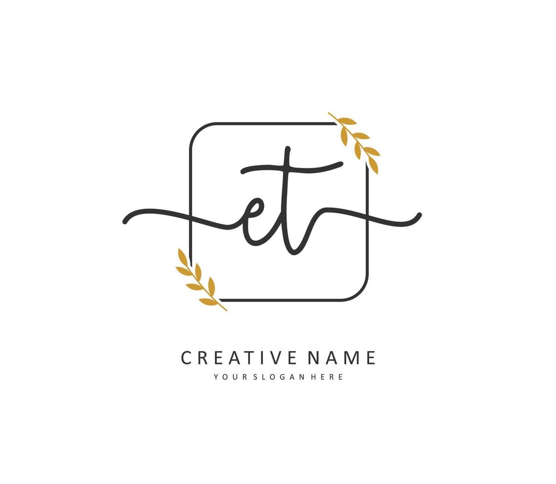 e t et eerste brief handschrift en handtekening logo. een concept handschrift eerste logo met sjabloon element. vector