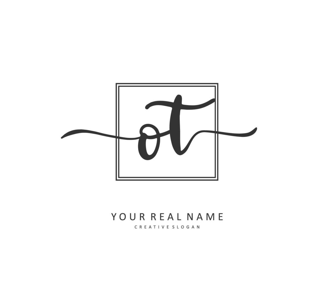 O t ot eerste brief handschrift en handtekening logo. een concept handschrift eerste logo met sjabloon element. vector