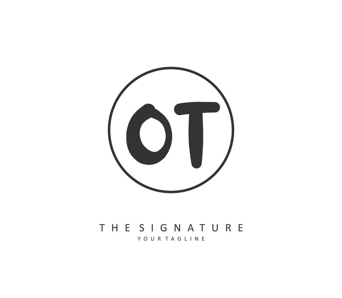 O t ot eerste brief handschrift en handtekening logo. een concept handschrift eerste logo met sjabloon element. vector