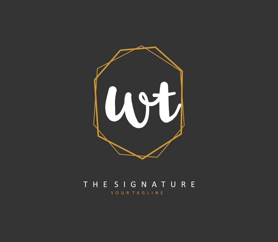 w t wt eerste brief handschrift en handtekening logo. een concept handschrift eerste logo met sjabloon element. vector