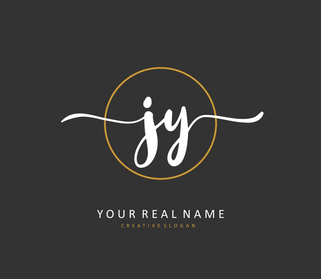 jy eerste brief handschrift en handtekening logo. een concept handschrift eerste logo met sjabloon element. vector