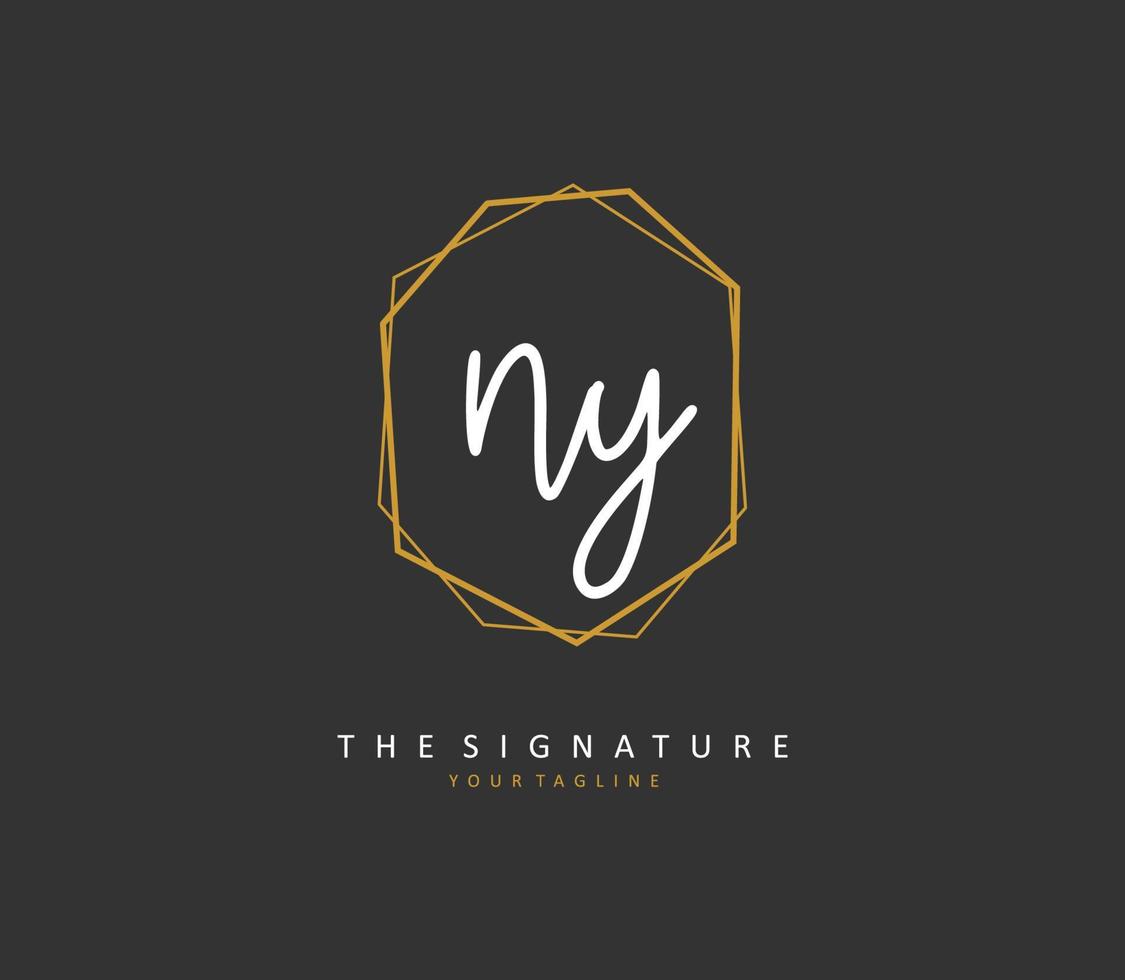 ny eerste brief handschrift en handtekening logo. een concept handschrift eerste logo met sjabloon element. vector