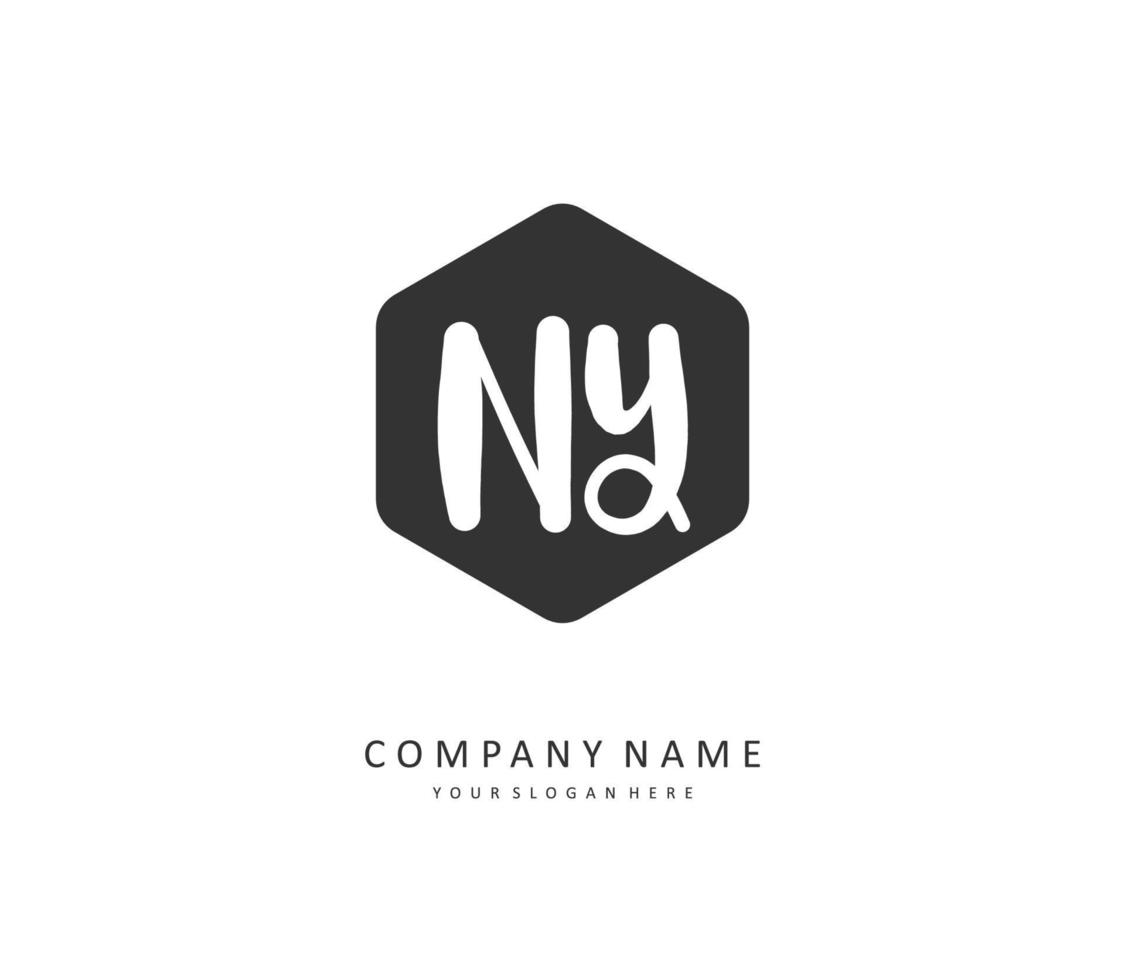 ny eerste brief handschrift en handtekening logo. een concept handschrift eerste logo met sjabloon element. vector