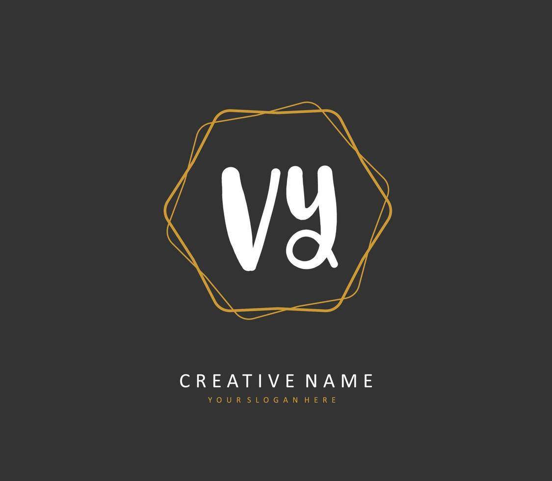 vy eerste brief handschrift en handtekening logo. een concept handschrift eerste logo met sjabloon element. vector