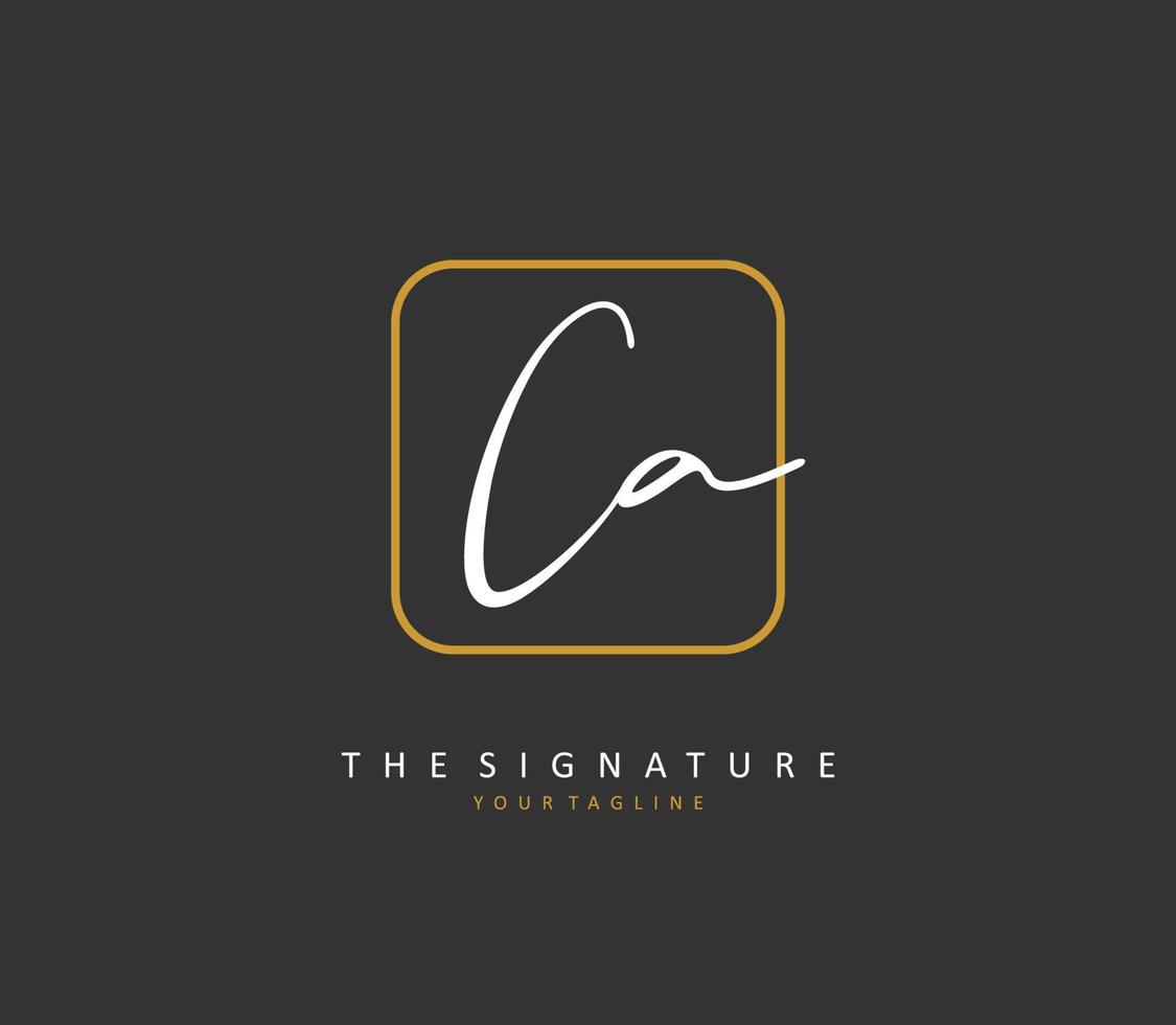 c een ca eerste brief handschrift en handtekening logo. een concept handschrift eerste logo met sjabloon element. vector