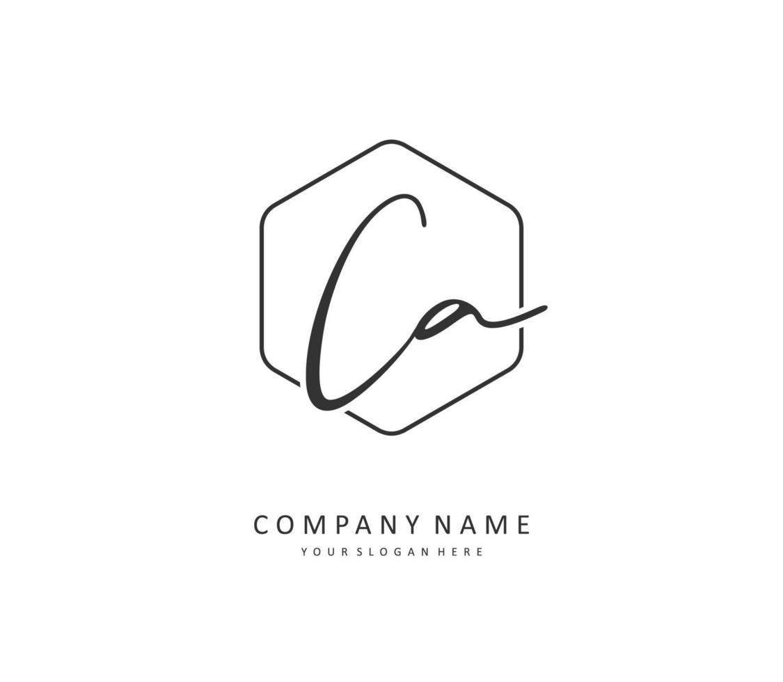 c een ca eerste brief handschrift en handtekening logo. een concept handschrift eerste logo met sjabloon element. vector