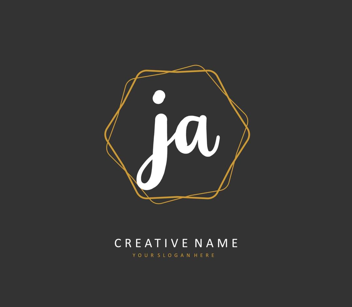 j een ja eerste brief handschrift en handtekening logo. een concept handschrift eerste logo met sjabloon element. vector
