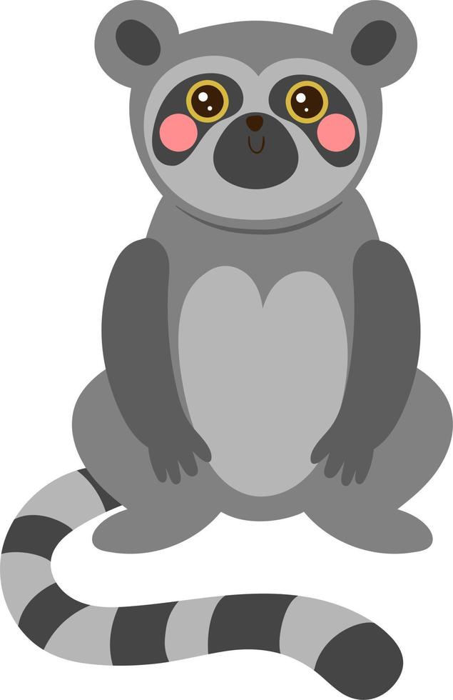 aanbiddelijk en schattig lemur vlak vector illustratie