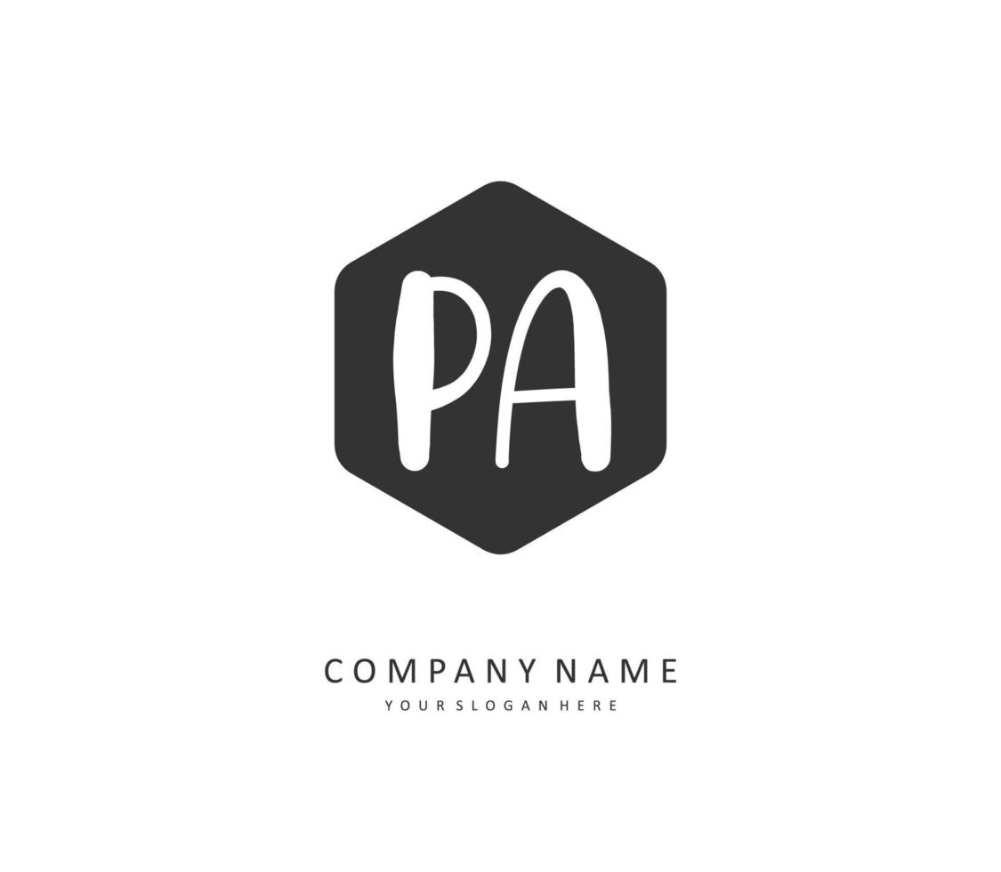 p een vader eerste brief handschrift en handtekening logo. een concept handschrift eerste logo met sjabloon element. vector
