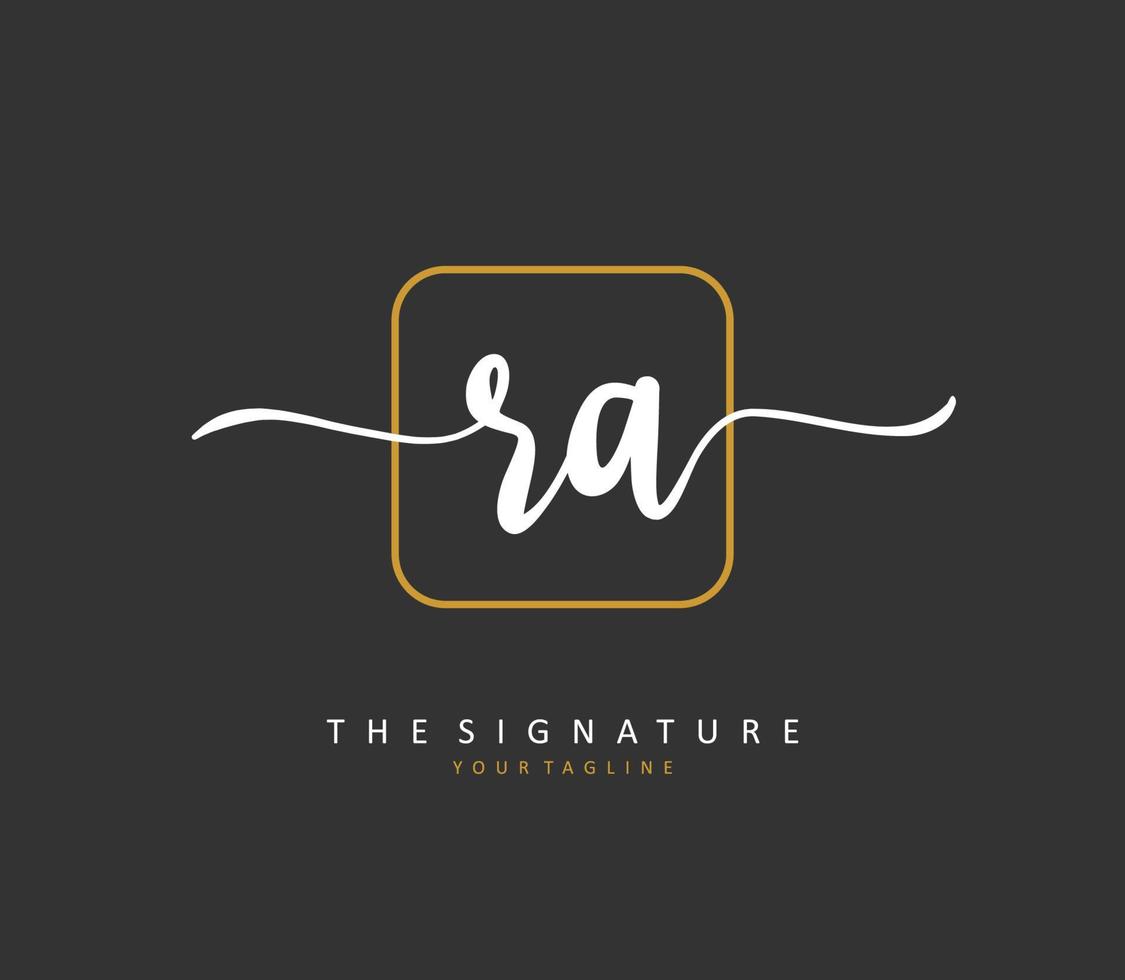 r een ra eerste brief handschrift en handtekening logo. een concept handschrift eerste logo met sjabloon element. vector